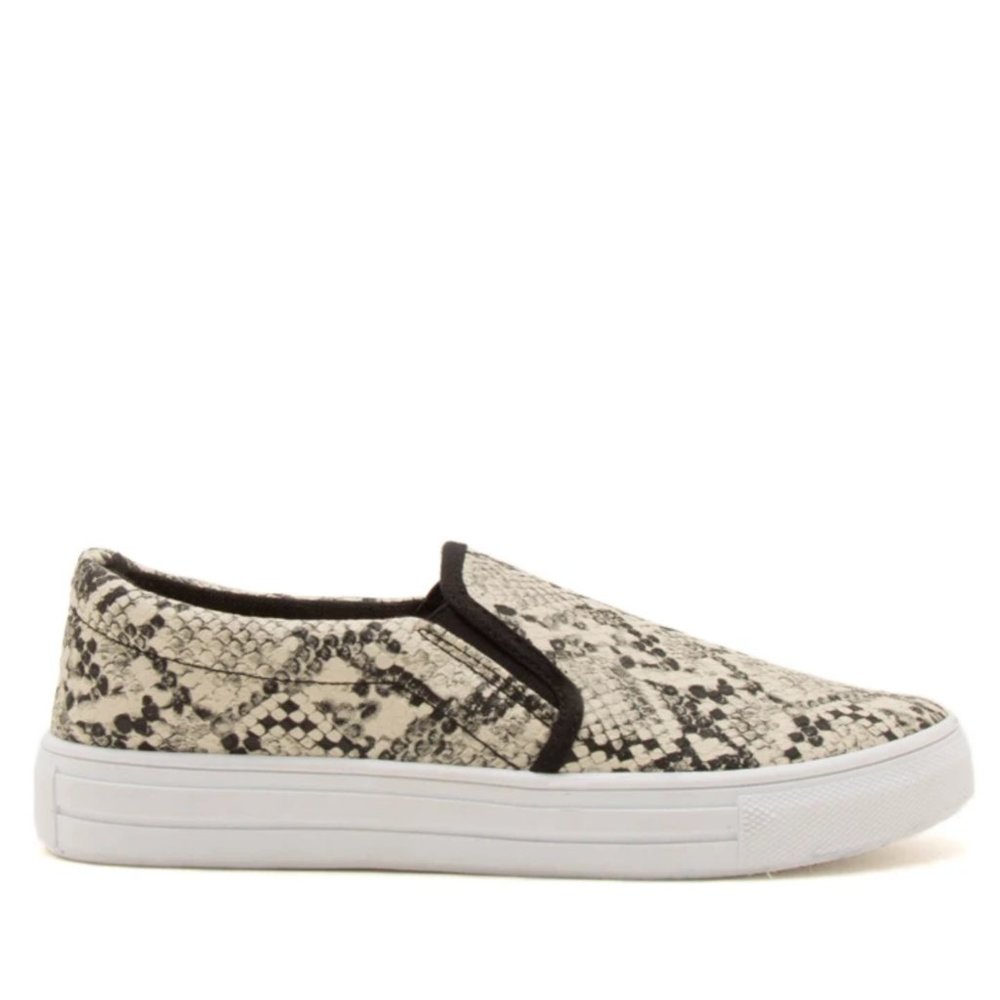 π₯HPπ₯ Qupid Snakeskin Print Vegan Slip On Sneaker - Picture 3 of 5